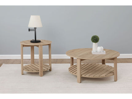 Brookson - Round 2 Piece Coffee And End Table Set - Natural