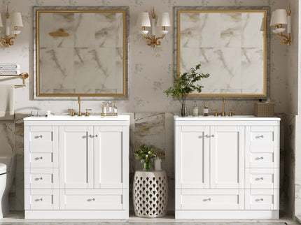 Shaker Free Standing Bathroom Vanity Cabinet & Sink, Soft Close Drawers, Soft Close Doors