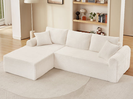 Modular Sectional With Arched Armrests, Includes 3 Back Cushions & 2 Throw Pillows