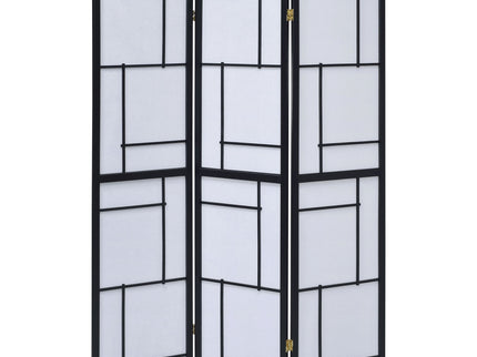 Reese - 3 Panel Room Divider Folding Shoji Screen With Accents - Beige / White