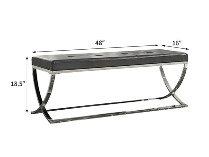 Curve Leg Bench With Upholstery - Black