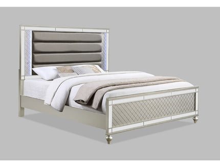 Modern Panel Bed Wit Tufted Design And Integrated LED Lighting