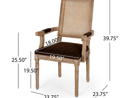 Upholstered Dining Chair With Cane Backrest