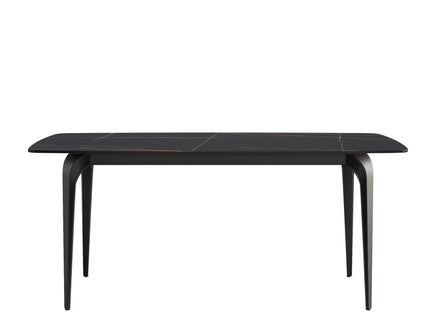 70.87" Modern Artificial Stone Curved Metal Leg Dining Table, Can Accommodate 6-8 People