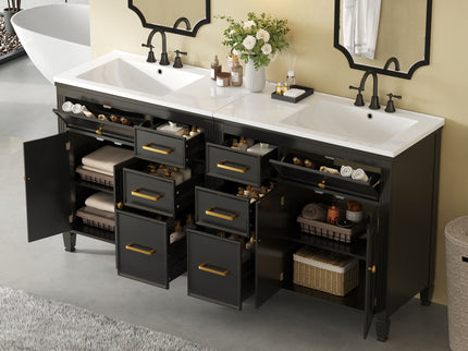 2 Piece Freestanding Bathroom Vanity Set With Sink Top, Reversible Dual Layout