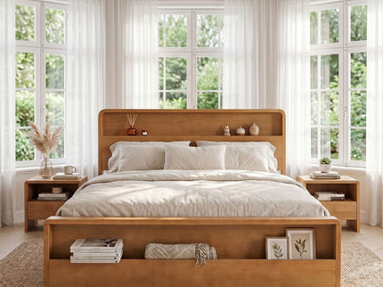 Bed Frame With Dual Open Storage Headboard And Footboard