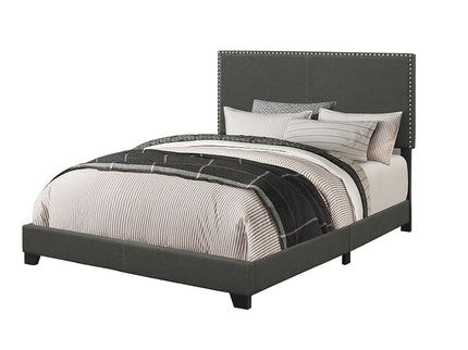 Queen Bed With Nailhead Trim - Charcoal