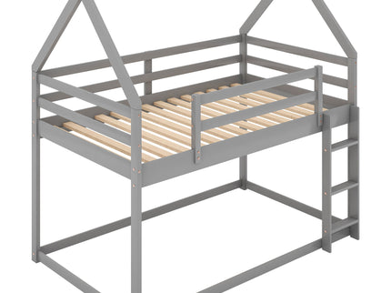 Low Bunk Bed With House Shaped Frame And Ladder