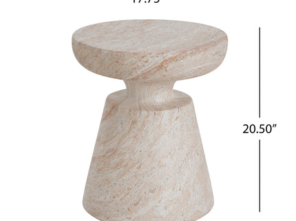 Outdoor / Indoor Lightweight Concrete Side Table, Travertine - Beige