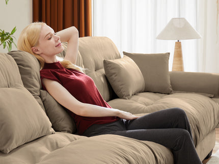 Modern Oversize Sofa With Cloud Like Comfort, Featuring Waist And Throw Pillows