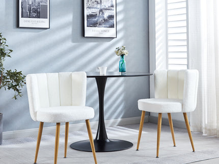 Modern Dining Chair (Set of 2) With Iron Tube Wood Color Legs, Shorthair Cushions And Comfortable Backrest, Suitable For Dining Room, Living Room, Cafe, Simple Structure