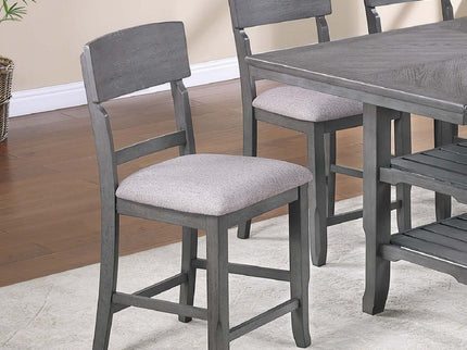 7 Piece Counter Height Dining Set With Storage Shelves, Table & 6 High Chairs - Gray