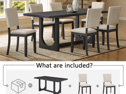 Dining Table Set, Rectangular Kitchen Table With Upholstered Chairs