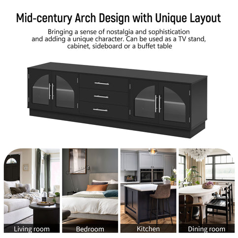 Modern Minimalist TV Stand, Entertainment Center Media Console Cabinet With Adjustable Shelves For Living Room
