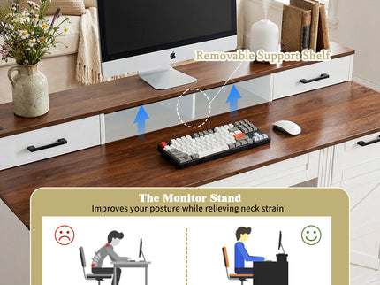 Office Desk With Charging Station & Storage Cabinet
