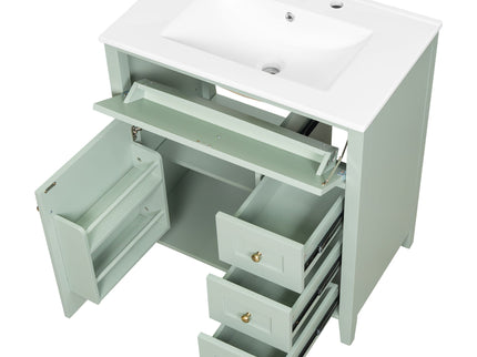 Bathroom Vanity With Sink, 3 Drawers And Adjustable Shelf