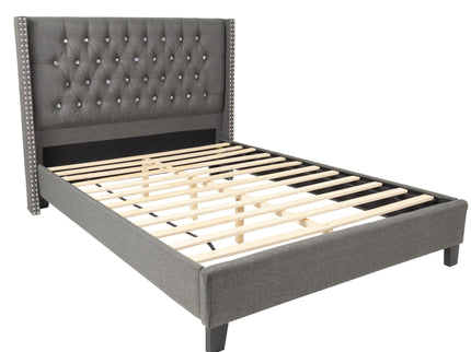 Contemporary Style Bed With Diamond Tufted Headboard