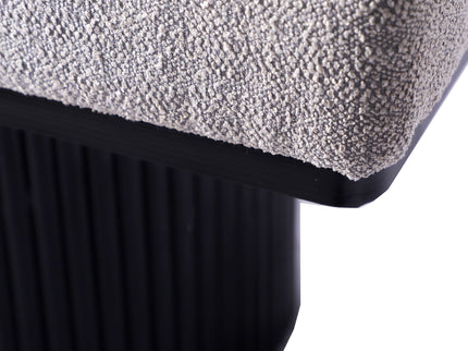 Upholstered Bench With Black Chunky Legs Boucle Contemporary Style Bed-End Bench For Bedroom Living Room - Light Gray