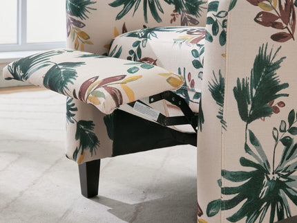 Wingback Recliner Chair With Padded Arms - Green