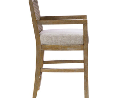Cane Back Counter Stool With Upholstered Seat - Cream / Reclaimed Natural