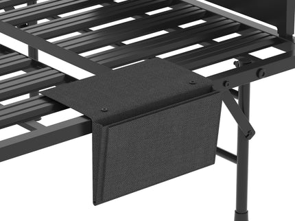 Twin Folding Bed With Adjustable Headboard & Memory Foam Mattress, Portable Coton Wheels For Tall People, Space-Saving Guest Bed - Black