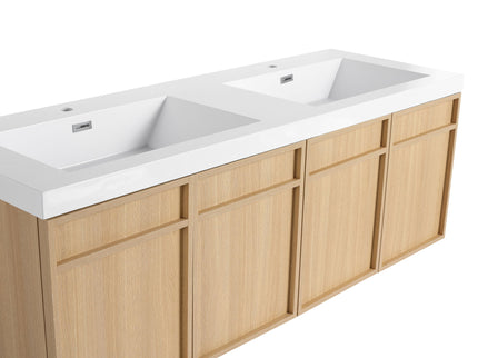 Wall-Mounted Bathroom Vanity With Resin Sink And Soft Closing Doors