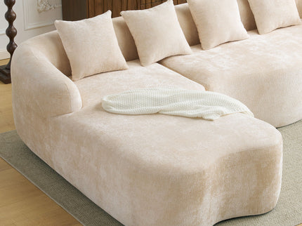 Modular L-Shape Sectional Sofa With Curved Chaise
