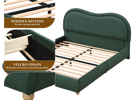 Upholstered Platform Bed Frame With Curved Headboard