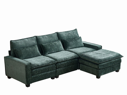 Modern Comfy L Shaped Sectional Sofa With Movable Ottoman