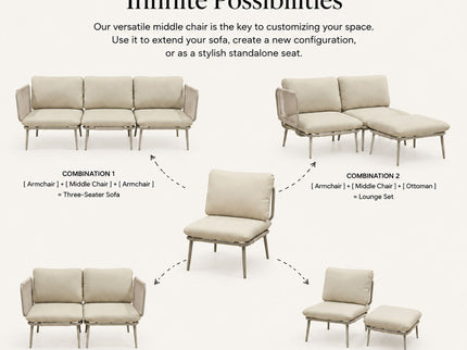 Modular Patio Armless Sofa Chair With Thick Cushion - Off White