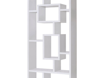 Geometric 10 Shelf Open Back Bookcase With Interlocking Shelves - White