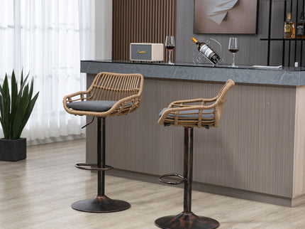 Modern Swivel Bar Stools Adjustable Counter Chairs With Footrest (Set of 2)
