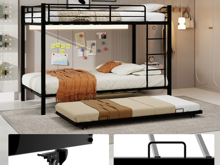 Bunk Bed For Kids, Convertible Frame With Ladders & Guardrail