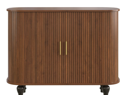 Fluted Liquor & Coffee Bar Cabinet With 6 Wine Racks And 3 Glass Holders