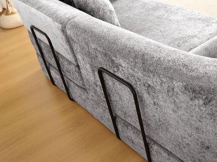 3 Seater Sofa With Built In Pet Bed Nook, Curved Design And 2 Throw Pillows