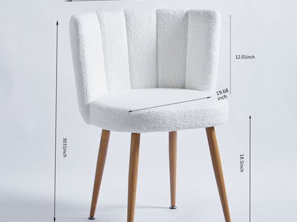 Modern Dining Chair (Set of 2) With Iron Tube Wood Color Legs, Shorthair Cushions And Comfortable Backrest, Suitable For Dining Room, Living Room, Cafe, Simple Structure