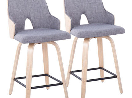 Stella - Contemporary Fixed Height Counter Stool With Swivel Square Footrest (Set of 2)
