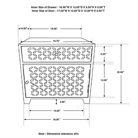 1 Door Accent Cabinet With Drawer - Beige