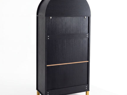 Tall Arched Cabinet With Rattan Doors & Adjustable Shelves