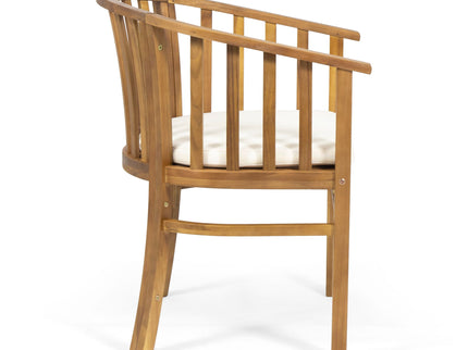Outdoor Wooden Dining Chairs With Cushions (Set of 2)
