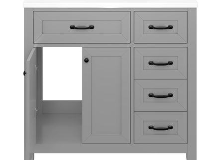 Modern Bathroom Vanity With Sink, Freestanding Design With Drawers And Doors