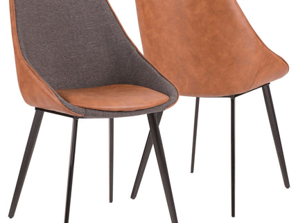 Marche - Contemporary Two Tone Chair (Set of 2) - Brown / Gray