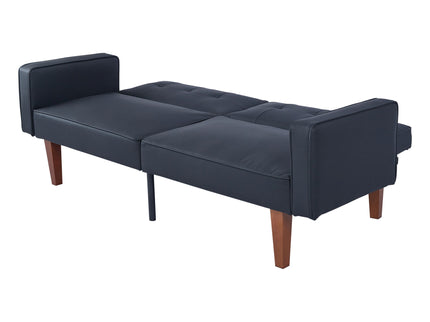 Convertible Futon Sofa Bed With Adjustable Split Back, Twin Size Sleeper Couch - Black