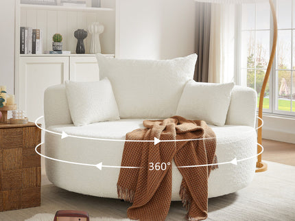 360° Swivel Chair Accent Barrel Chair With Removable Pillows