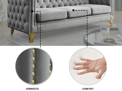 Modern Sofa With Button Tufting, Upholstered Couch For Living Room