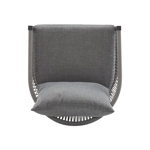 Modern Curved Aluminum Lounge Chair With Stylish Rope Weave Design And Cushioned Comfort For Outdoor