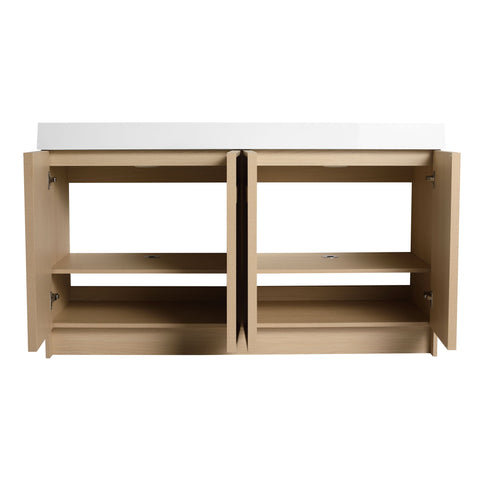 Freestanding Bathroom Vanity With Resin Sink & Soft Close Cabinet Doors