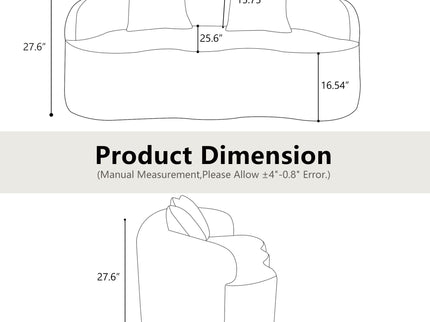 Curved Loveseat Sofa With Round Armrest
