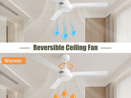 Ceiling Fan Without Light, 3 Blades Farmhouse Ceiling Fan With Remote Control 6-Speed Reversible Dc Motor For Living Room, Bedroom, Kitche