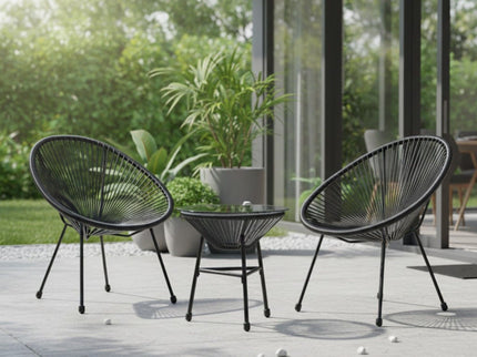 Acapulco Style 3 Piece Patio Bistro Set With Chairs